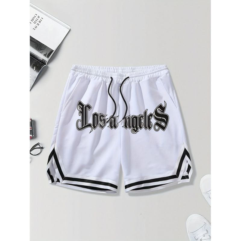 Men's Clothing 2025 European And American Men's Shorts Men's Los Angeles Printed Basketball Shorts Casual All Match Trend_voghion.com