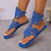Large Solid Color 2025 Summer New Square Toe Water Diamond Hollow Fashion Women's Flat Sandals_voghion.com