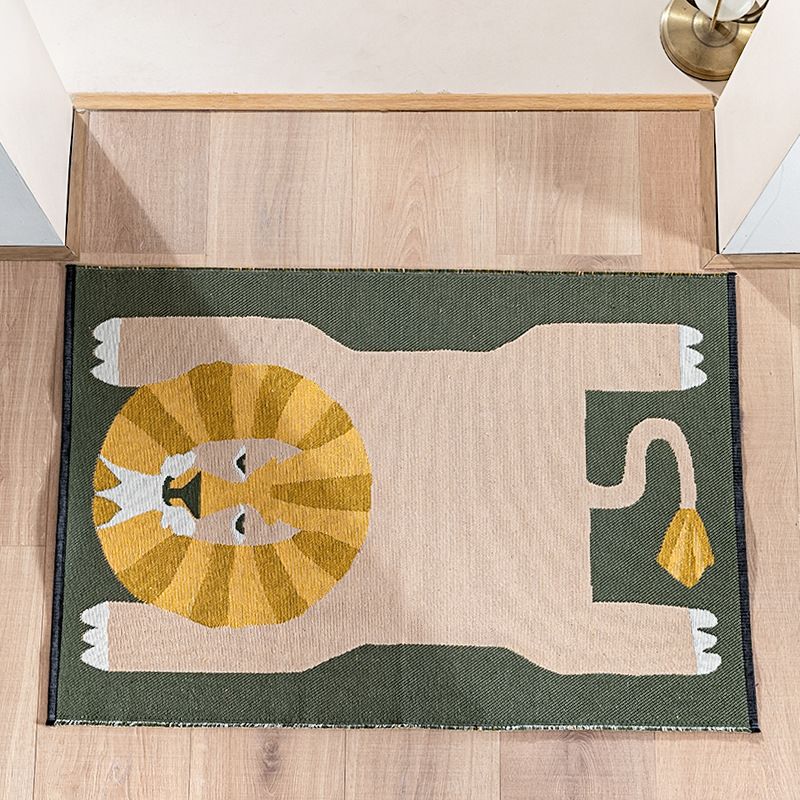 Baumwoll Jacquard Curling Buedemmatt Déier Blummenmuster Bannen Diermatt Duebelsäiteg Faarf Gewieft Nuechtdecke Kanner Buedemmatt_voghion.com