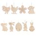 Spring Easter rabbit egg wood chip pendant home party party decoration hand painted wood chip window sill pendant_voghion.com