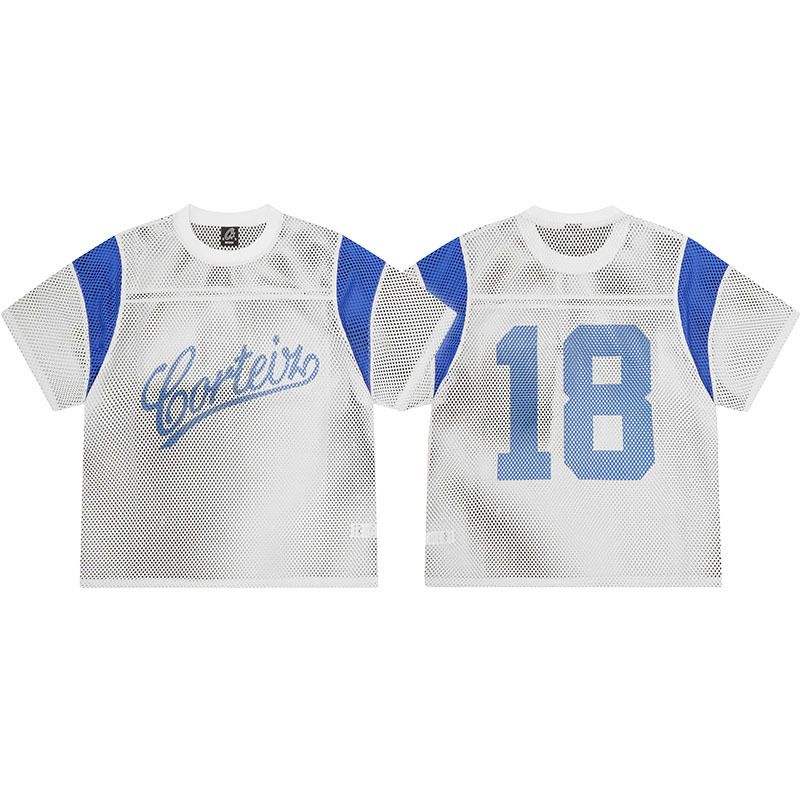 T-shirt in rete stile streetwear retrò – Maglia unisex oversize traspirante con stampa vintage_voghion.com
