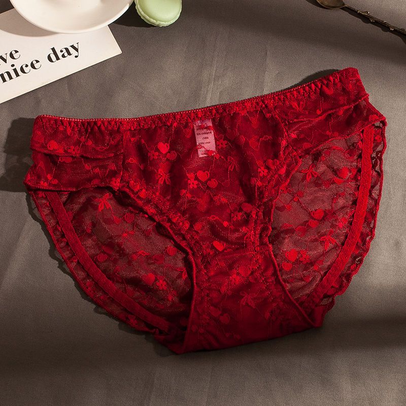 Bragas de encaje transparente de malla seductora de estilo sexy para niña 2024 nueva ropa interior de levantamiento de cadera con entrepierna de algodón puro_voghion.com