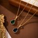 New teardrop shaped faceted super shiny gold zircon pendant simple colorful green crystal stainless steel chain necklace accessories_voghion.com