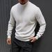 Herrenpullover mit Zopfmuster und hohem Halsausschnitt – einfarbiger Freizeitpullover für Herbst- und Wintermodetrends_voghion.com