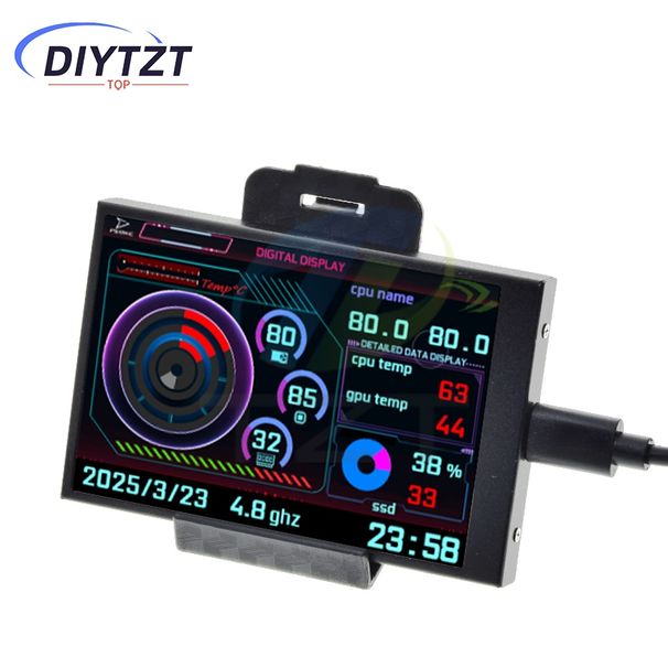 DIYTZT Monitor USB con schermo secondario IPS TYPE-C da 3,5 pollici per CPU GPU RAM HDD per AIDA64 gratuito con cavo USB_voghion.com