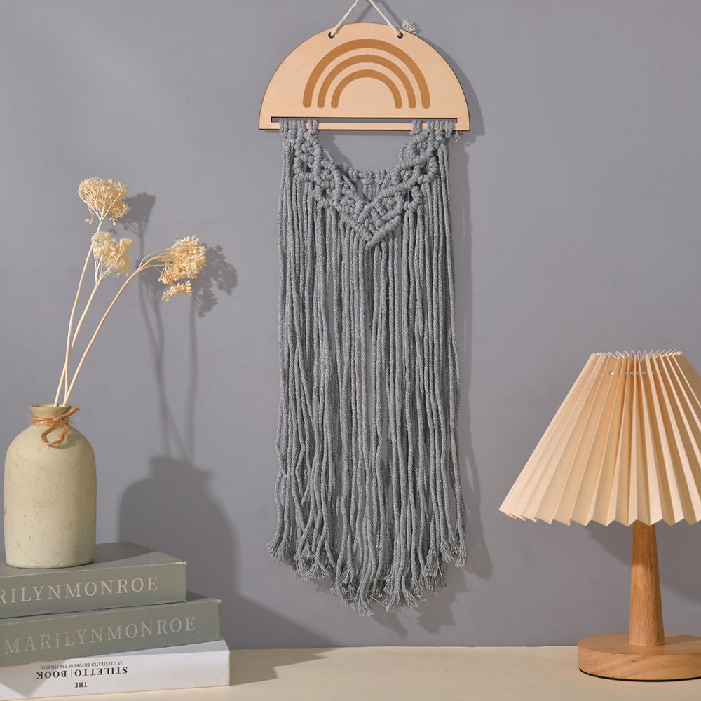 Handgewebte Dekoration im nordischen Stil für Gästehäuser, böhmischer Wandbehang mit Quasten aus reiner Baumwolle, Großhandel_voghion.com