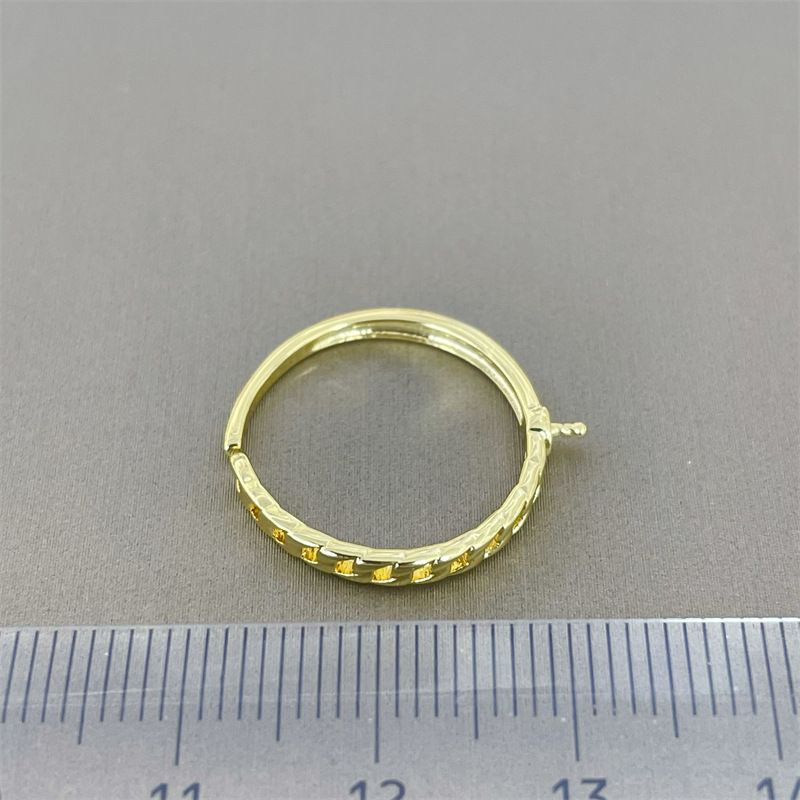 Accessori fai da te con perle, in rame spesso placcato oro, design asimmetrico, catena cubana, anello aperto 5-7 mm_voghion.com