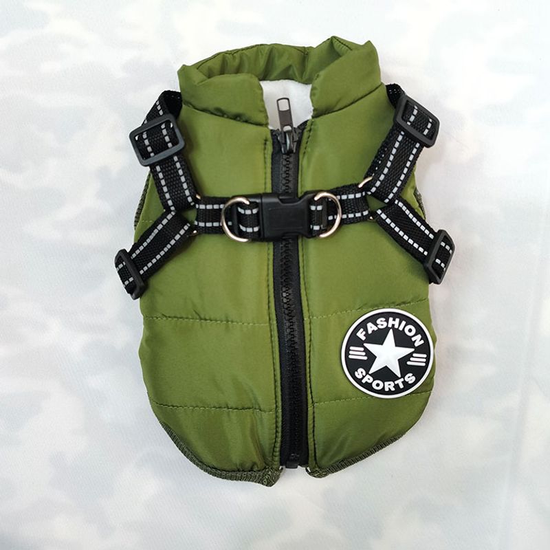 Dog autumn winter new waterproof warm down jacket with integrated chest and back pet dog clothing_voghion.com