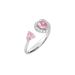 Anello in argento S925 da donna, semplice, rosa, con cuore, dolce, regolabile, anello aperto, zircone, gioielli_voghion.com