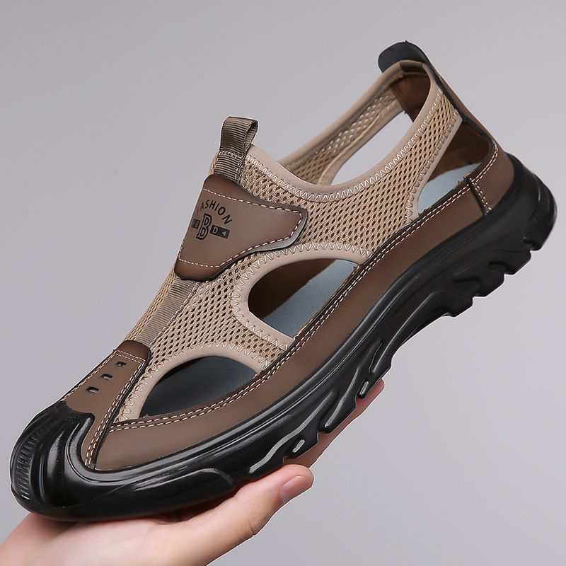2025 Sandalen Herren Sommer rutschfeste Loch Mesh Sandalen Herrenschuhe_voghion.com