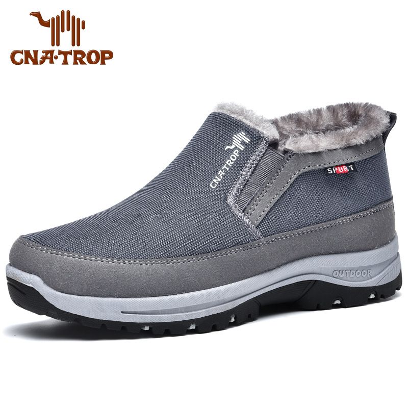 Winter Warm Slip-on Lazy Shoes Fleece-lined Thickened Dad Shoes Outdoor Large Size Non-slip Comfortable Casual Shoes_voghion.com