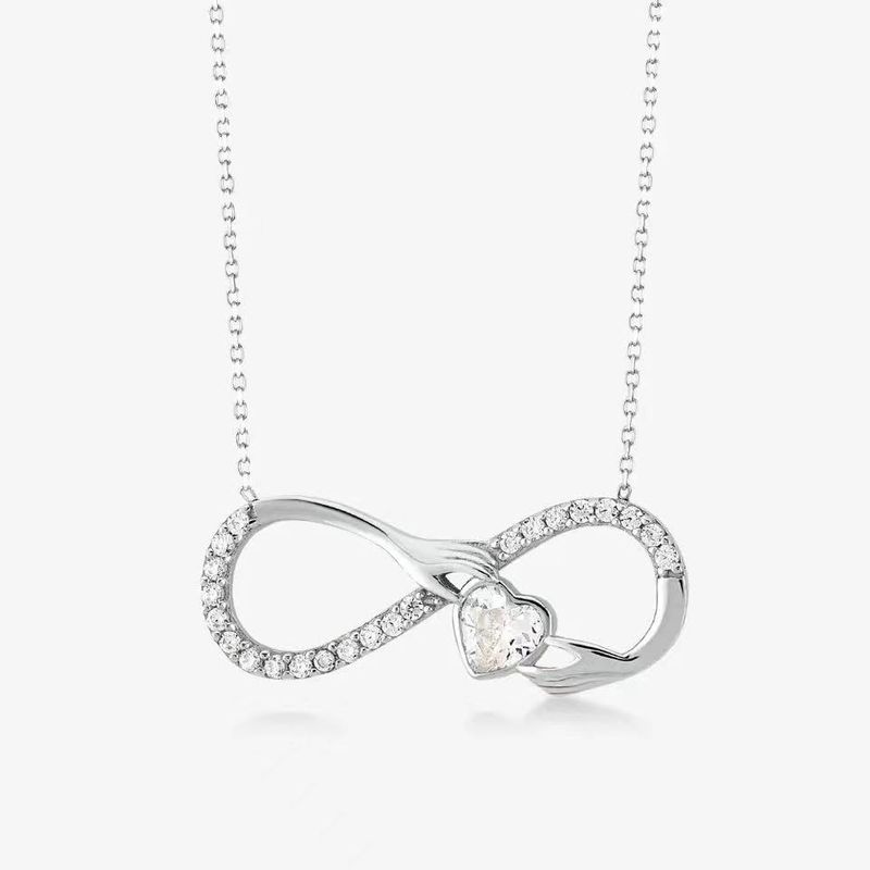 S925 Sterling Silver Necklace For Women, Fashionable And Versatile, Exquisite Mobius Palm Heart Shaped Niche Clavicle Chain_voghion.com