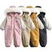Kinderkleding Winter nieuwe stijl grote bontkraag kinderen kleur bijpassende dunne skipak jumpsuit baby kruippak_voghion.com