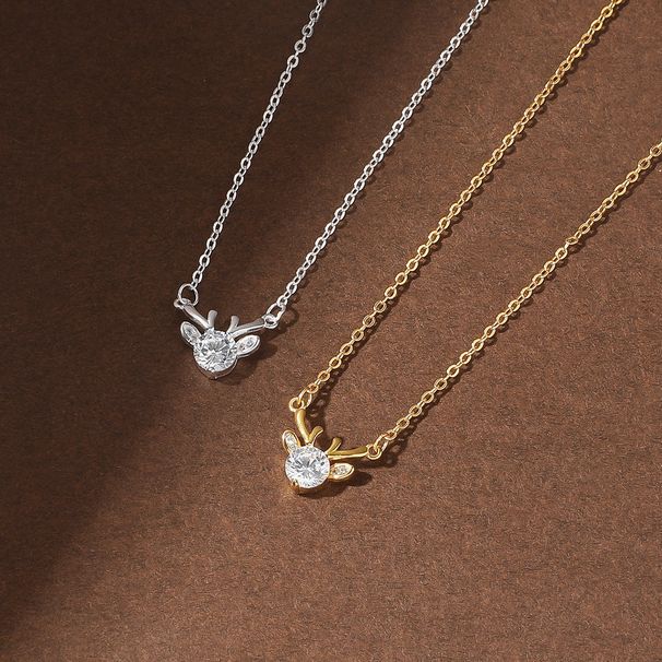 Collana in argento puro 999 con te fino in fondo, lusso leggero da donna, design di nicchia, temperamento, clavicola a forma di renna_voghion.com