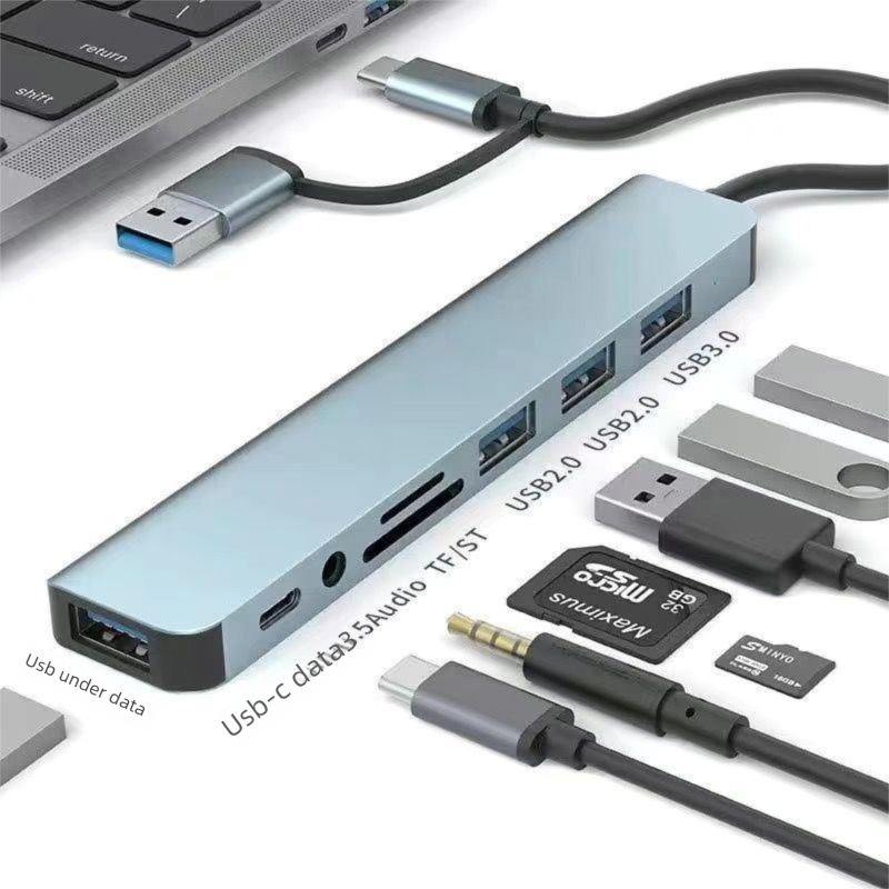 Docking station di tipo C 8 in 1 con porta Ethernet HDMI 4K HD SD/TF hub multifunzione per computer tablet telefono_voghion.com