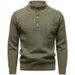 Men's Style Henley Neck Knit Sweater, Casual Long-Sleeve Pullover, Versatile Batwing Slim Fit Thermal Top For Autumn & Winter_voghion.com