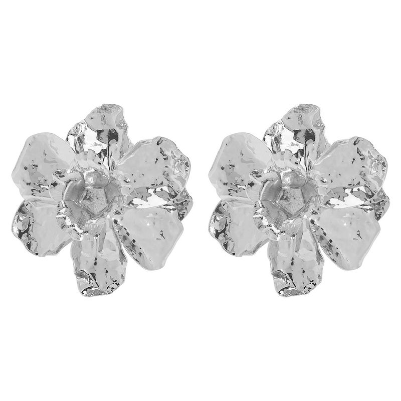 E13115ZA 3D flower pleated made of alloy flowers, with a high-end exquisite feel. These earrings are and versatile_voghion.com