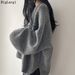 Lazy Style Oversize Moteriški megztiniai Biuro moteriški džemperiai Minkšti ilgomis rankovėmis 2023 m. rudens OL Šilti prašmatnūs moteriški megztiniai_voghion.com