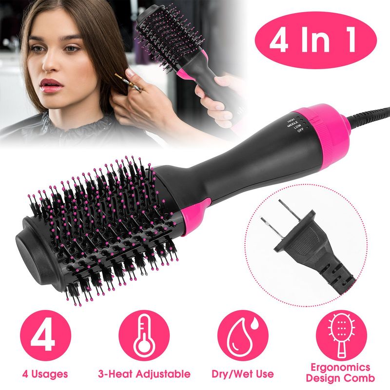 Hot Hair Brush 4 In 1 Hair Dryer Volumizer Brush Dryer Comb For Straightening Curling Drying_voghion.com