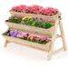 3 Tier Wooden Vertical Raised Garden Bed with Storage Shelf_voghion.com