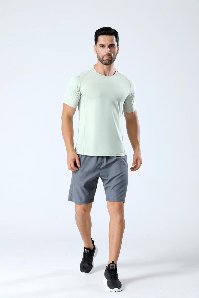 Erkek Giyim Hızlı Kuruyan Kısa Kollu Buz İpek Nefes Alabilen Spor Koşu Fitness Giysileri Buz Sense Tişört Eğitim Atletizm Takımı_voghion.com