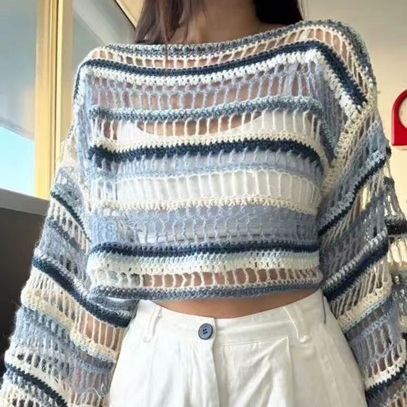 Frühlingsbluse mit ausgehöhlter Bluse, handgefertigt, DIY-Häkel-Strickset, Garn-Strickwaren zum Zeitvertreib und zur Linderung von Langeweile_voghion.com