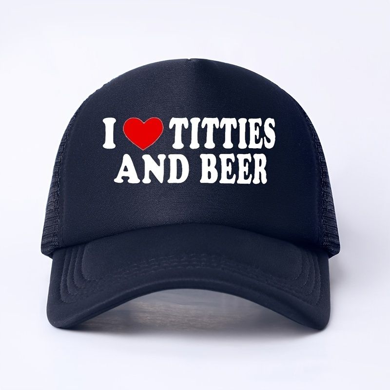1 Piece Breast And Beer Printed Net Breathable Cap, Sunscreen Baseball Cap_voghion.com