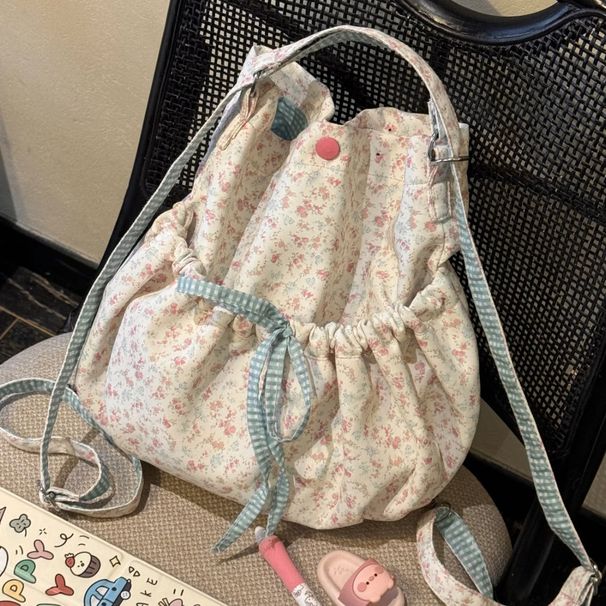 Zaino con fiocco floreale rosa, appositamente progettato per le donne, nuovo stile coreano autunno/inverno 2025_voghion.com