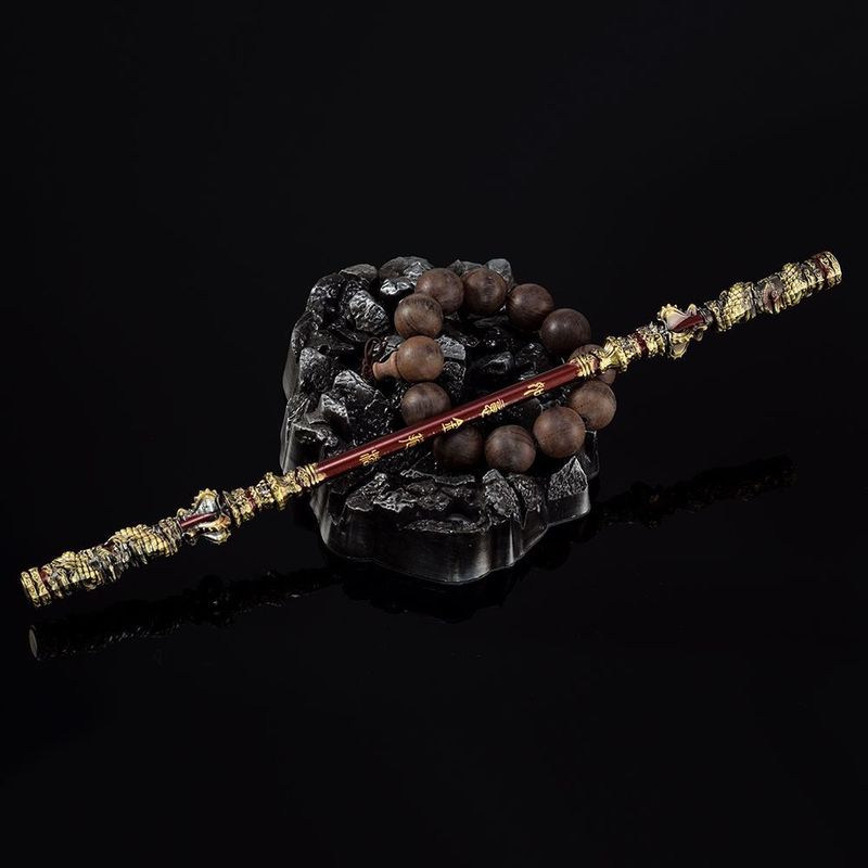 Jogo Wukong Mítico, Figura Periférica, Modelo Ruyi, Bastão de Arco Dourado, 30cm, Todo em Metal, Artesanato_voghion.com
