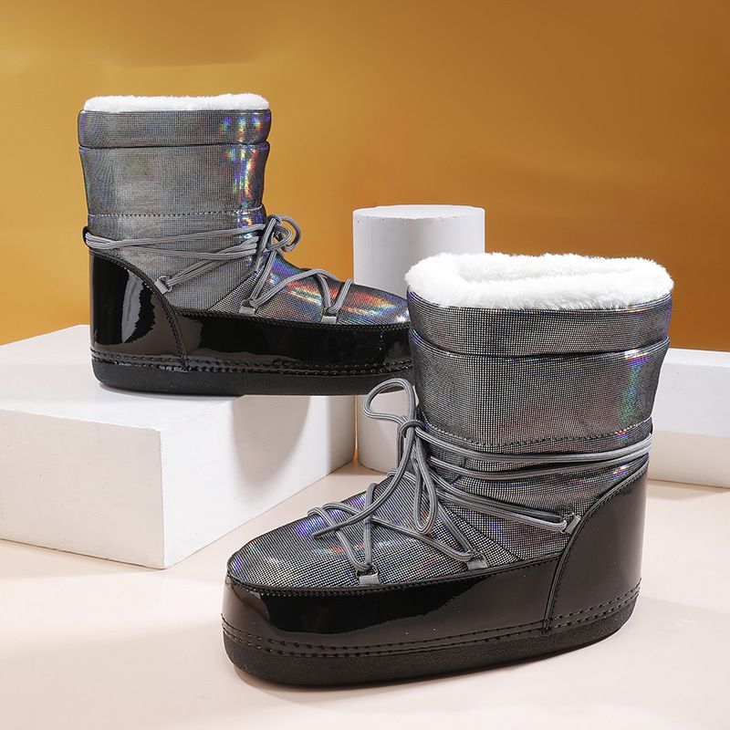 Damskie buty za kolano, zimowe buty narciarskie w dużych rozmiarach, z wyściółką do połowy łydki_voghion.com
