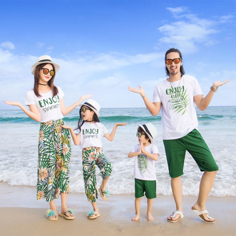 Family Clothes Family dress summer dress short sleeve suit beach wear family beach holiday family dress_voghion.com