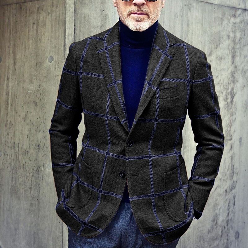 Giacca da abito casual multicolore scozzese da uomo_voghion.com