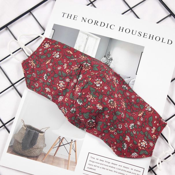 Klein vers bloemenpatroon Dubbellaags ademend verstelbaar stofmasker voor vrouwen_voghion.com