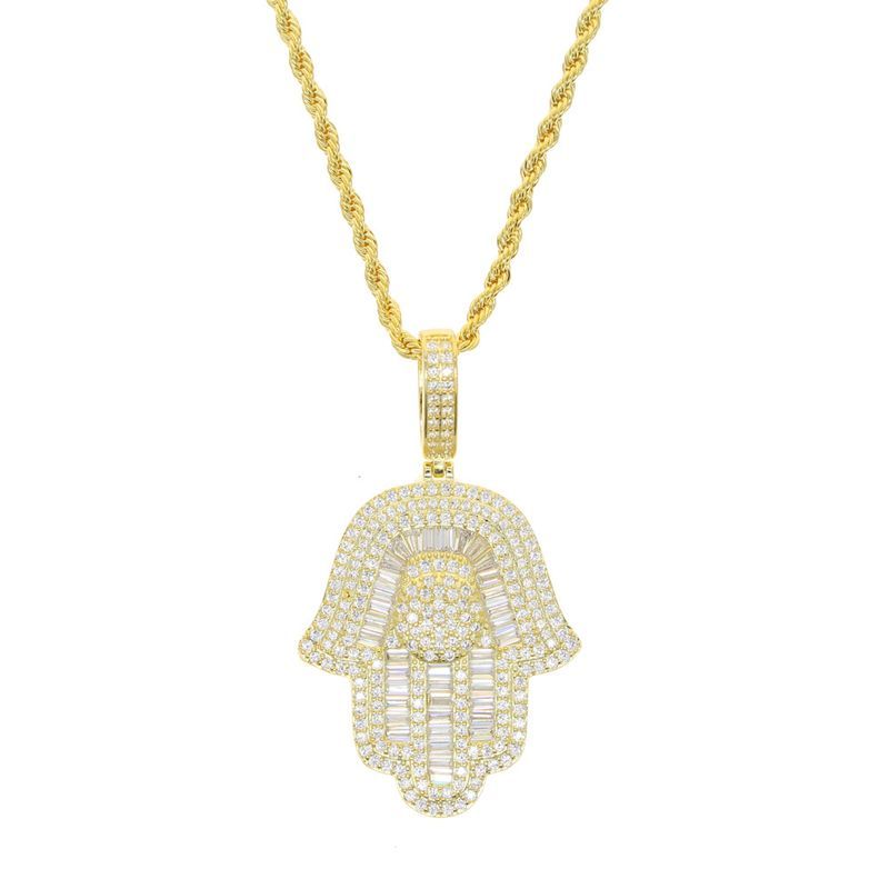Hip Hop Hamsa Palmi tsirkoonkaelakee Meeste Full Dia Trendikas ehted_voghion.com
