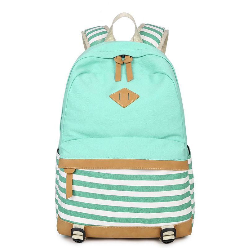 Damentaschen Rucksack Damenrucksack New Style Rucksack Bedruckter Mittelschüler Schultasche Weiblicher gestreifter Canvas-Rucksack_voghion.com
