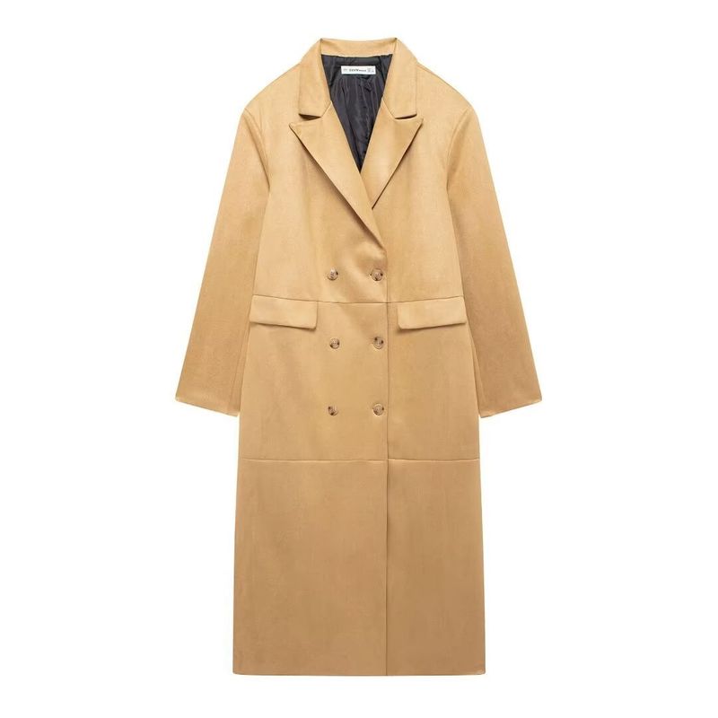 Vêtements pour femmes 2024 automne et hiver nouveau style élégant longue veste coupe-vent en daim_voghion.com