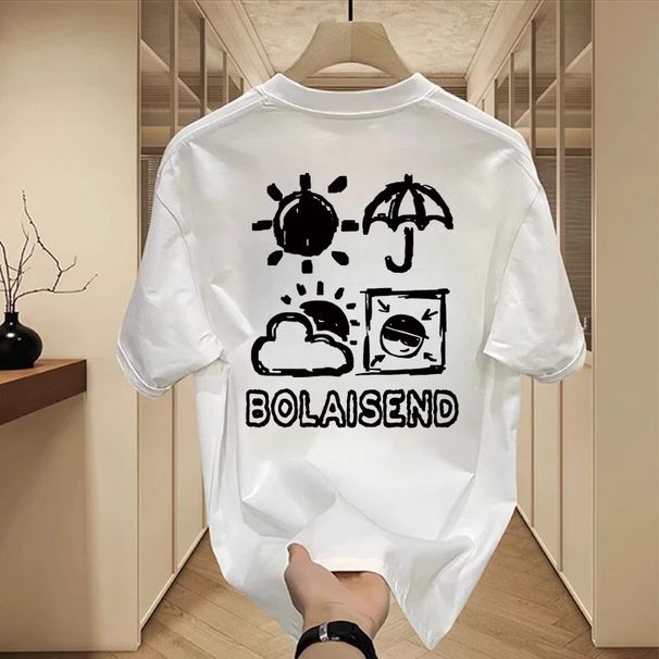 Summer Men's Short Sleeved T-shirt 2024 New Trendy Loose Round Neck 220G Double Yarn Combed Cotton T-shirt_voghion.com