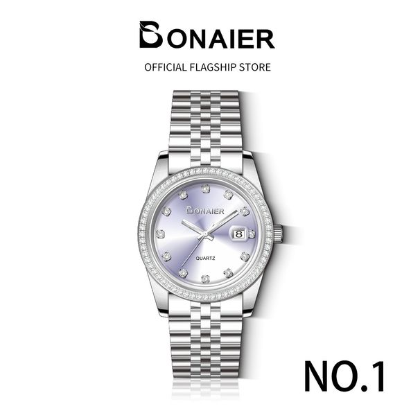 BONAIER Luxusní dámské hodinky s živým vysíláním, jednoduchá atmosféra, všestranné quartzové mechanické hodinky pro ženy_voghion.com