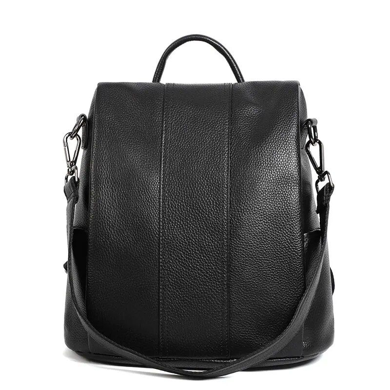 Zency Genuine Leather Women's Backpack Travel Casual Commute Simple Fashion School Bag Classic Lady Rucksack Satchel_voghion.com