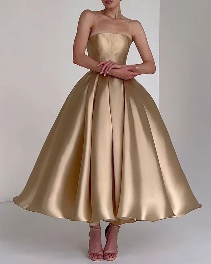 Damenbekleidung Sexy ärmelloses Satin-Oberteil Mehrlagiges Kleid mit einfarbiger Taille_voghion.com
