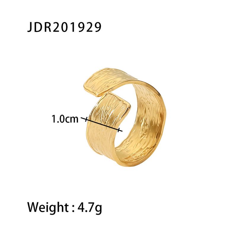 Vergoldeter verstellbarer Edelstahl mit Falten, modischer Schmuck-Handring, vielseitiger und Nischen-INS für Damen_voghion.com