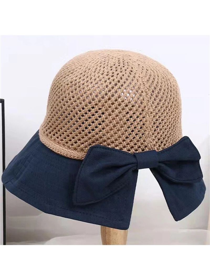 Novedades en primavera y verano: sombrero de cubo plegable con lazo para niños, protector solar._voghion.com