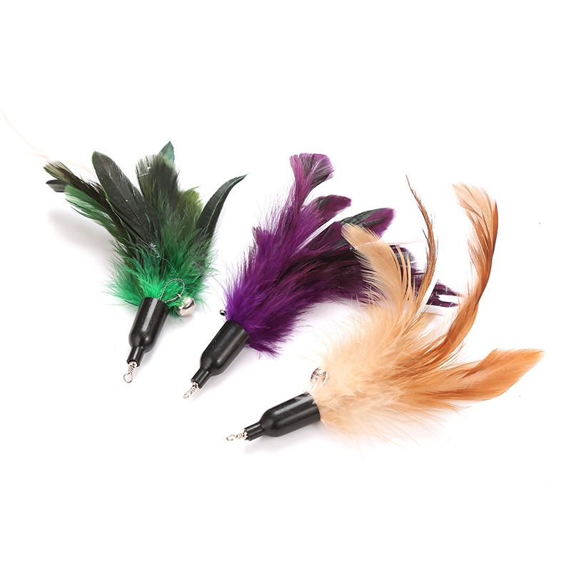 Zabawki dla kotów z piórami i różdżką do zabawy w kształcie dzwonka DIY_voghion.com