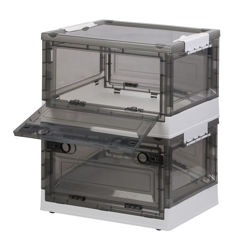 2 Packs Foldable Storage Bins Collapsible Storage Box Organizer Stackable Toy Container With Double Doors Top Lid Rolling Wheels For Clothes Toys Bo_voghion.com