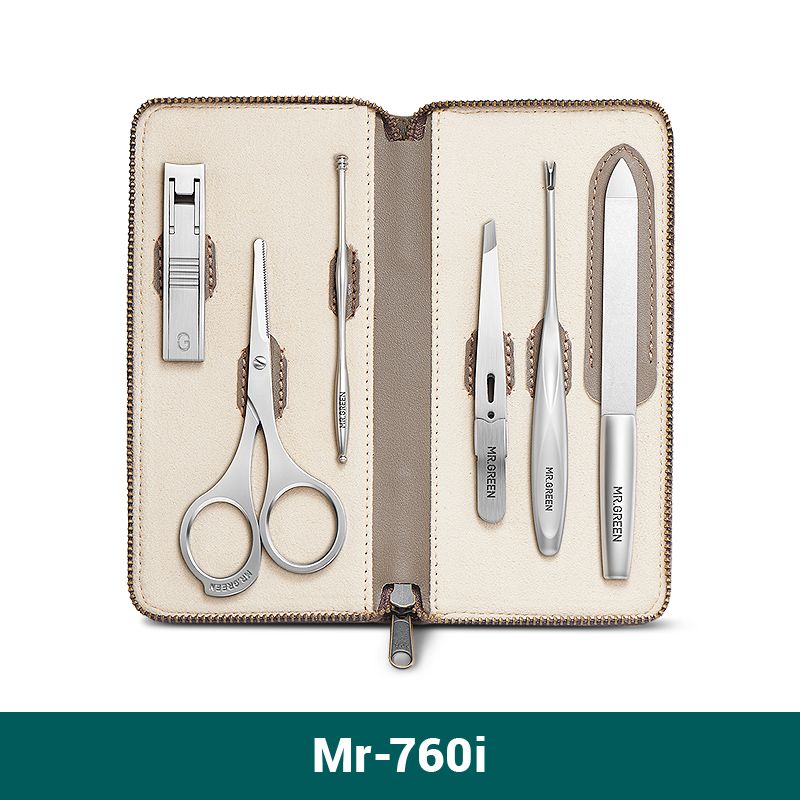 Tragbare MR.GREEN Maniküre-Sets, Edelstahl-Pediküre-Sets mit Bezug aus vollnarbigem Rindsleder, Perso_voghion.com