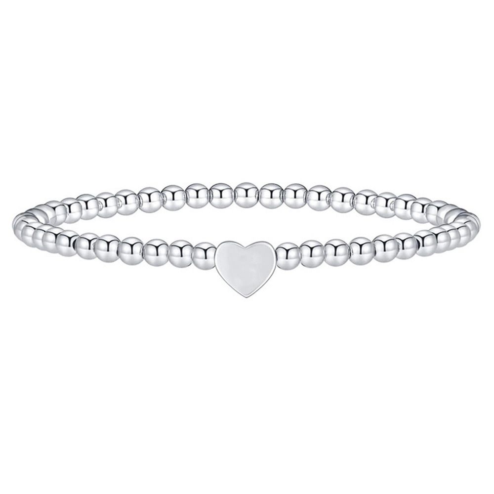 Braccialetto da donna con perline in rame e argento galvanizzato, bracciale elastico a forma di cuore, gioielli coordinati per le mani_voghion.com
