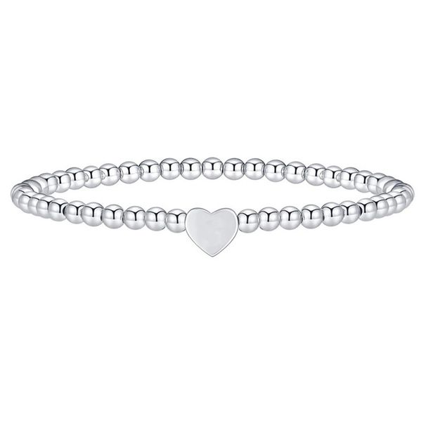 Braccialetto da donna con perline in rame e argento galvanizzato, bracciale elastico a forma di cuore, gioielli coordinati per le mani_voghion.com