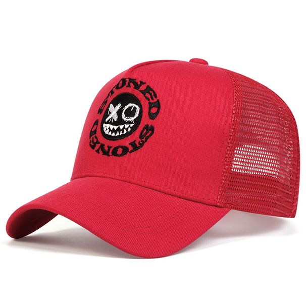 STONED Unisex Baseball-Netzkappen mit Smiley-Stickerei, für Frühling und Sommer, für den Außenbereich, verstellbare Freizeithüte, Sonnenschutzhut_voghion.com
