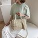 Ethnic Style Woven Basket New Summer Straw Vacation Pearl Tassel Hollow Handbag Shoulder Bag For Women_voghion.com