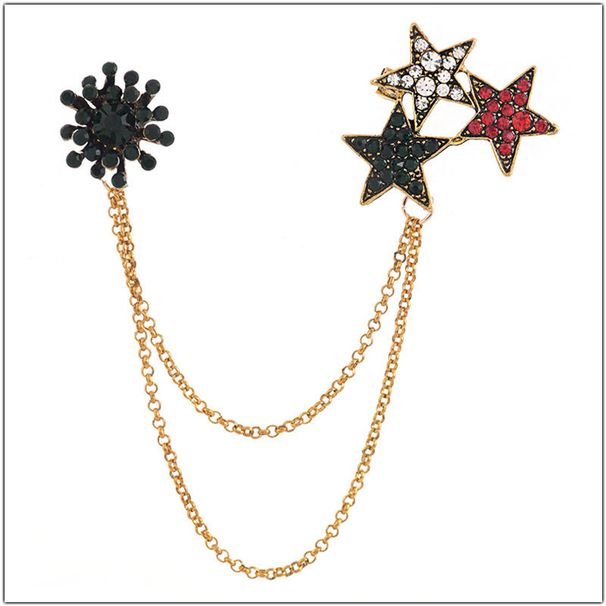 Herrenkette Fünfeckige Sternbrosche Quaste Einfache Pin Anzug Modeaccessoires Abzeichen Persönlichkeit Brustblume_voghion.com